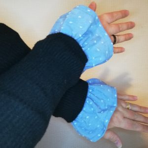 Manchettes plumetis bleu